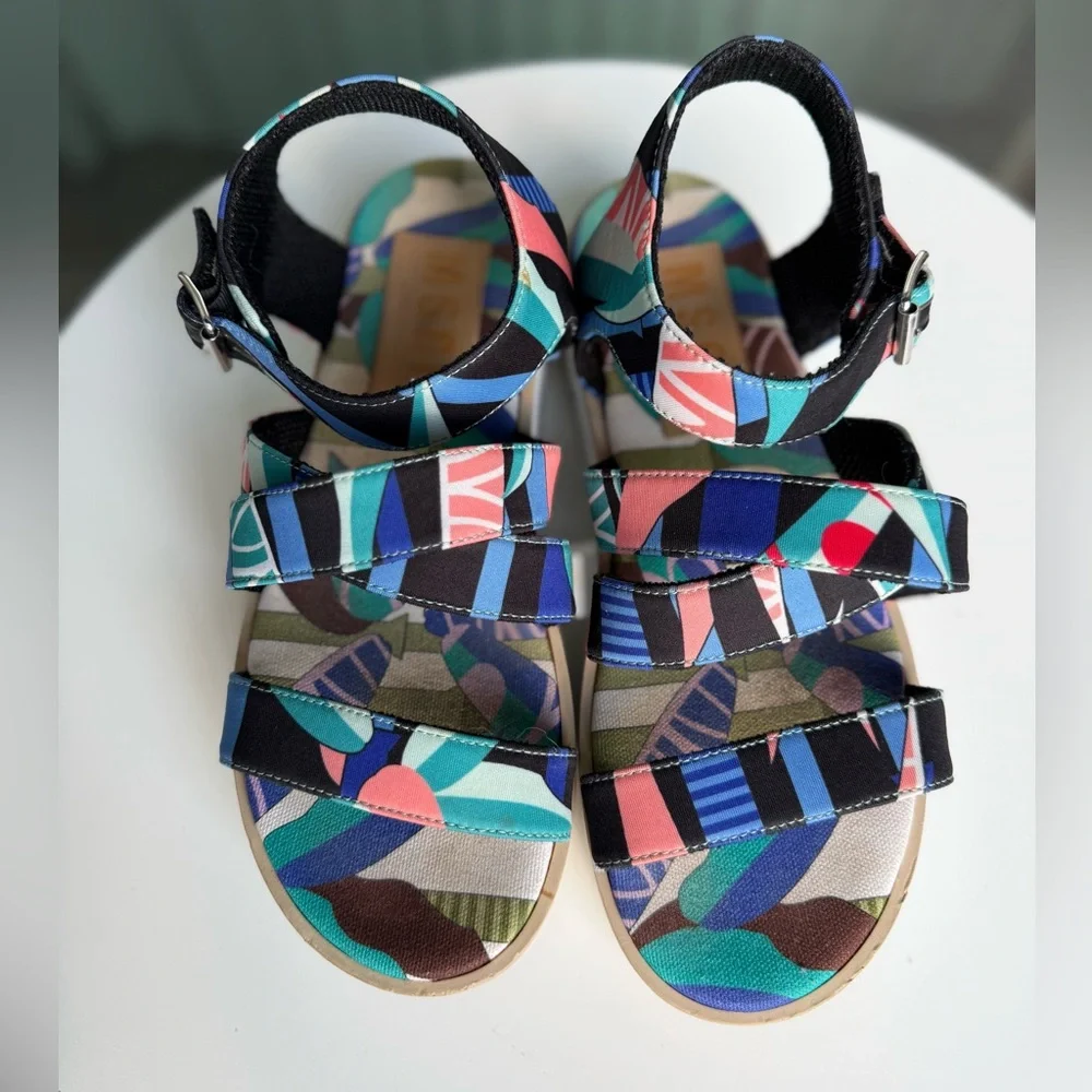 MSGM Women’s Wedges‎ Sandals in Multicolor Fabric, Size 39 (US 9)